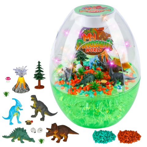 LAMPKA NOCNA TERRARIUM ZESTAW KREATYWNY Z DINOZAURAMI STEROWANIE GŁOSEM DIY