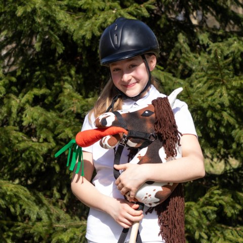 HOBBY HORSE ZESTAW KOŃ GNIADO-SROKATY DERKA FUKSJA I GRANAT NAUSZNIKI KANTAR