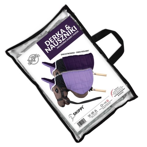 HOBBY HORSE ZESTAW KOŃ KARO-SROKATY DERKA NAUSZNIKI WRZOS KANTAR BŁĘKITNY