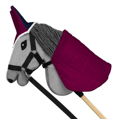 HOBBY HORSE ZESTAW KOŃ SZARY DERKA FUKSJA I GRANAT NAUSZNIKI KANTAR