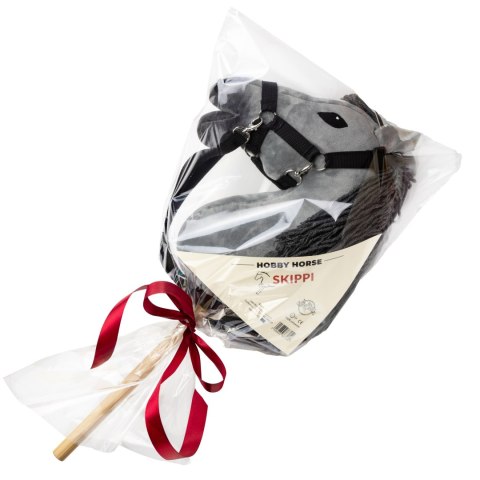 HOBBY HORSE ZESTAW KOŃ NA KIJU SZARY DWA KANTARY RÓŻOWE Z FUTERKAMI