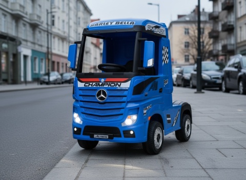 AUTO NA AKUMUALTOR DLA DZIECKA CIĘŻARÓWKA MERCEDES ACTROS 4X4 LAKIER MP4 PILOT SKÓRA EVA LED