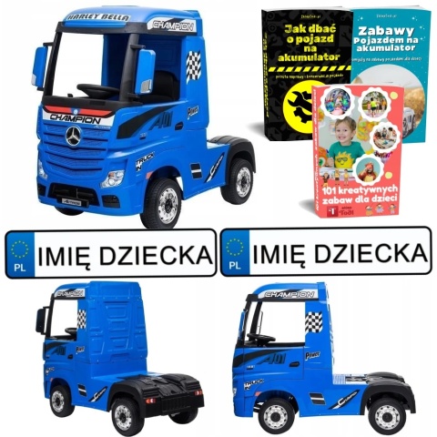 AUTO NA AKUMUALTOR DLA DZIECKA CIĘŻARÓWKA MERCEDES ACTROS 4X4 PILOT SKÓRA EVA LED MP3