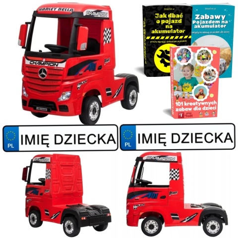 AUTO NA AKUMUALTOR DLA DZIECKA CIĘŻARÓWKA MERCEDES ACTROS 4X4 PILOT SKÓRA EVA LED MP3