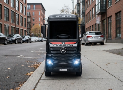 AUTO NA AKUMUALTOR DLA DZIECKA CIĘŻARÓWKA MERCEDES ACTROS 4X4 PILOT SKÓRA EVA LED MP3