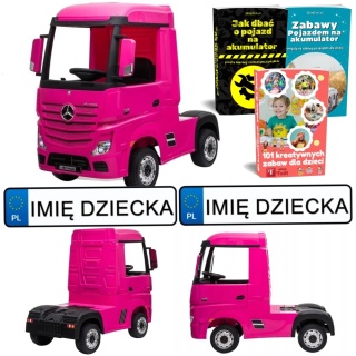 AUTO NA AKUMUALTOR DLA DZIECKA CIĘŻARÓWKA MERCEDES ACTROS 4X4 PILOT SKÓRA EVA LED MP3