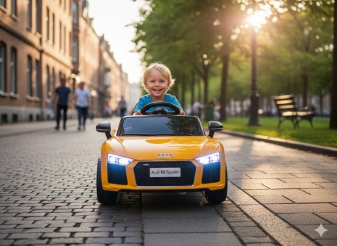 AUTO NA AKUMULATOR AUDI R8 SPYDER SAMOCHÓD DLA DZIECKA PILOT LED RADIO EVA