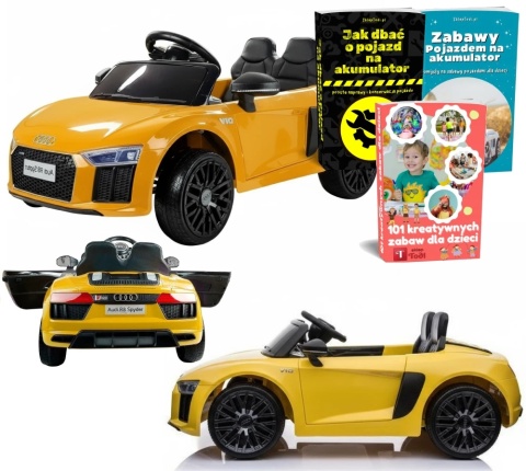 AUTO NA AKUMULATOR AUDI R8 SPYDER SAMOCHÓD DLA DZIECKA PILOT LED RADIO EVA