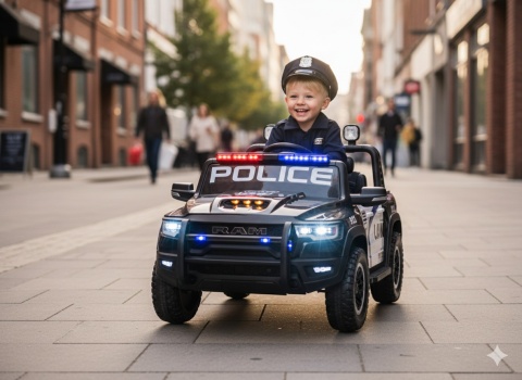 AUTO NA AKUMULATOR DLA DZIECI DODGE RAM POLICJA ZB629-F 4X4 LED EVA SKÓRA