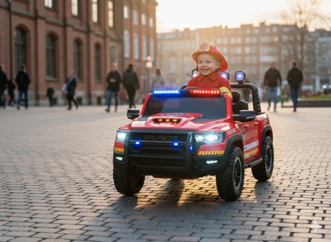 AUTO NA AKUMULATOR DLA DZIECI DODGE RAM STRAŻ POŻ ZB629-F 4X4 LED EVA SKÓRA