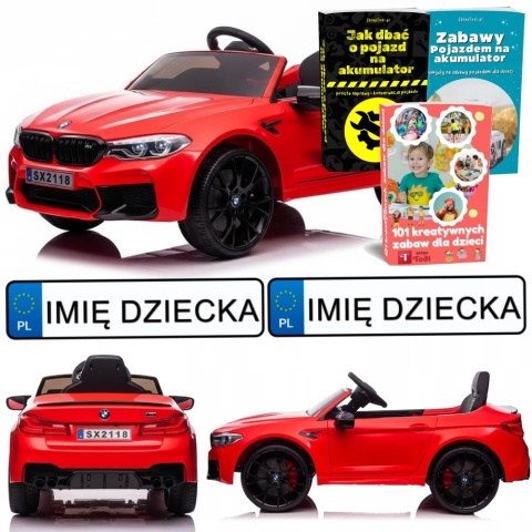 AUTO NA AKUMULATOR DLA DZIECKA BMW M5 SKÓRA ŚWIATŁA LED EVA PILOT MP3 USB