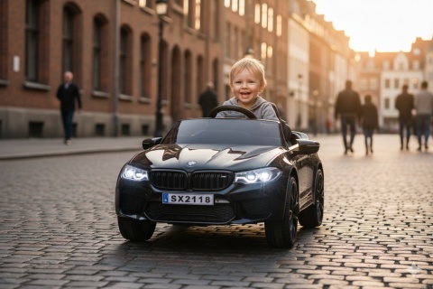 AUTO NA AKUMULATOR DLA DZIECKA BMW M5 SKÓRA ŚWIATŁA LED EVA PILOT MP3 USB