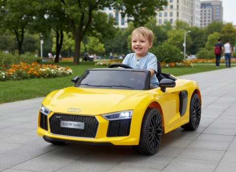 AUTO NA AKUMULATOR DLA DZIECKA R8 JJ2198 PILOT KOŁA EVA ŚWIATŁA LED SKÓRA