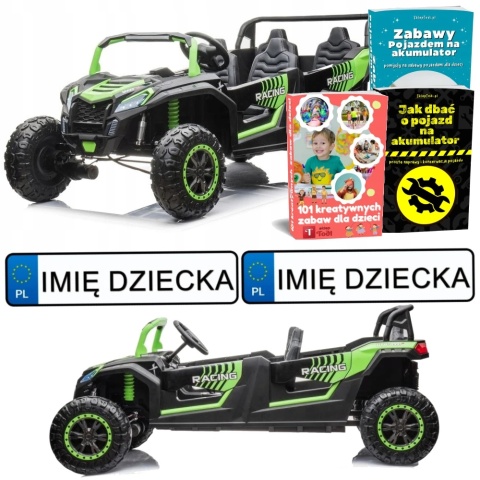 DUŻE AUTO NA AKUMULATOR TERENOWE BUGGY A033 DLA 4 DZIECI 4X150W 2X24V SKÓRA EVA KLUCZYKI MP3 RADIO
