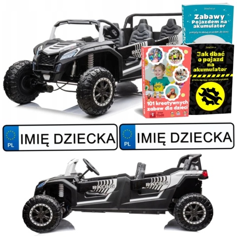 DUŻE AUTO NA AKUMULATOR TERENOWE BUGGY A033 DLA 4 DZIECI 4X150W 2X24V SKÓRA EVA KLUCZYKI MP3 RADIO