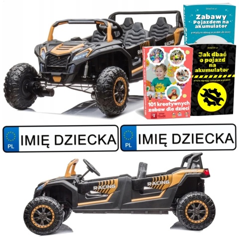 DUŻE AUTO NA AKUMULATOR TERENOWE BUGGY A033 DLA 4 DZIECI 4X150W 2X24V SKÓRA EVA KLUCZYKI MP3 RADIO