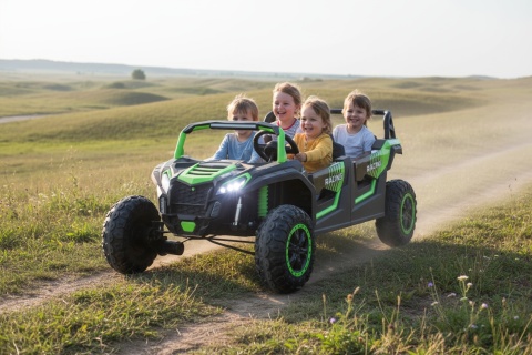 DUŻE AUTO NA AKUMULATOR TERENOWE BUGGY A033 DLA 4 DZIECI 4X150W 2X24V SKÓRA EVA KLUCZYKI MP3 RADIO