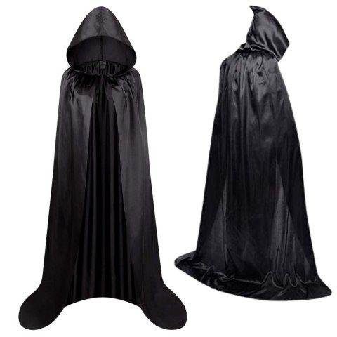 Peleryna Narzutka Z Kapturem Karnawałowa Halloweenowa Czarna 160cm Peleryna Narzutka Z Kapturem Karnawałowa Halloweenowa Czarna 160cm
