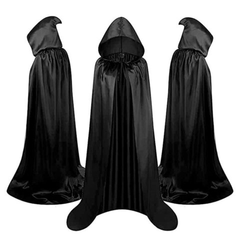 Peleryna Narzutka Z Kapturem Karnawałowa Halloweenowa Czarna 160cm Peleryna Narzutka Z Kapturem Karnawałowa Halloweenowa Czarna 160cm