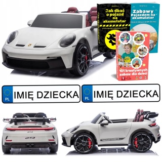 SAMOCHÓD NA AKUMULATOR DLA 2 DZIECI PORSCHE 911 GT3 24V EVA LED 2 SILNIKI
