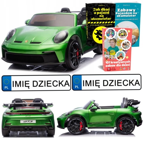 SAMOCHÓD NA AKUMULATOR DLA 2 DZIECI PORSCHE 911 GT3 24V LAKIER EVA LED 2 SILNIKI