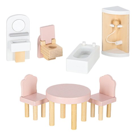 DUZY DREWNIANY DOMEK DLA LALEK RÓŻOWY 78CM ŚWIATŁA LED MEBELKI 3 POZIOMY