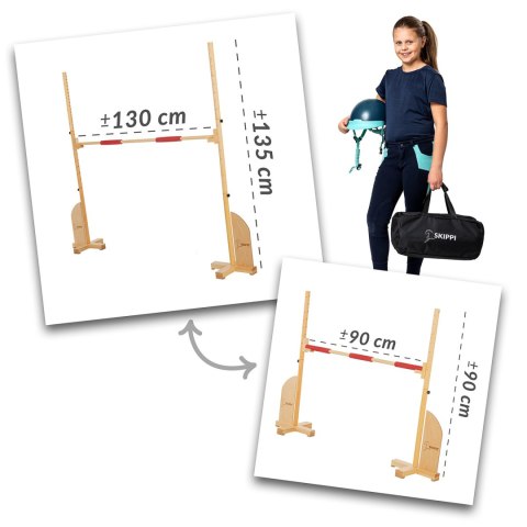 HOBBY HORSE DREWNIANA PRZESZKODA DO SKAKANIA SKIPPI REGULOWANA TORBA