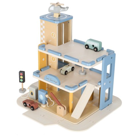 DREWNIANY PARKING GARAŻ PIĘTROWY SAMOCHODOWY AUTKA STACJA BENZYNOWA AKCESORIA