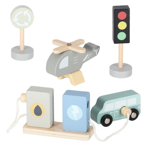 DREWNIANY PARKING GARAŻ PIĘTROWY SAMOCHODOWY AUTKA STACJA BENZYNOWA AKCESORIA