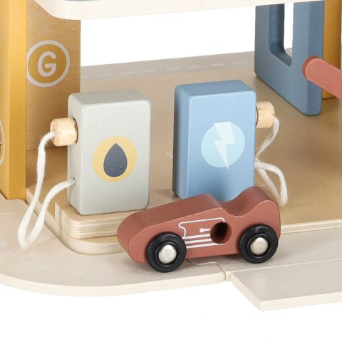 DREWNIANY PARKING GARAŻ PIĘTROWY SAMOCHODOWY AUTKA STACJA BENZYNOWA AKCESORIA