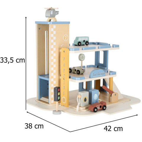 DREWNIANY PARKING GARAŻ PIĘTROWY SAMOCHODOWY AUTKA STACJA BENZYNOWA AKCESORIA