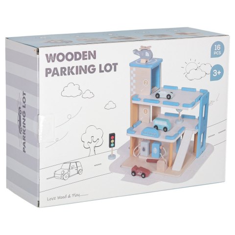 DREWNIANY PARKING GARAŻ PIĘTROWY SAMOCHODOWY AUTKA STACJA BENZYNOWA AKCESORIA