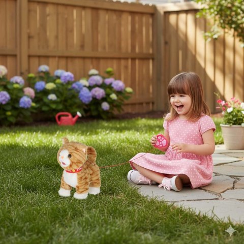 KOTEK INTERAKTYWNY NA SMYCZY MIAUCZY CHODZI RUSZA OGONEM REAGUJE NA DOTYK