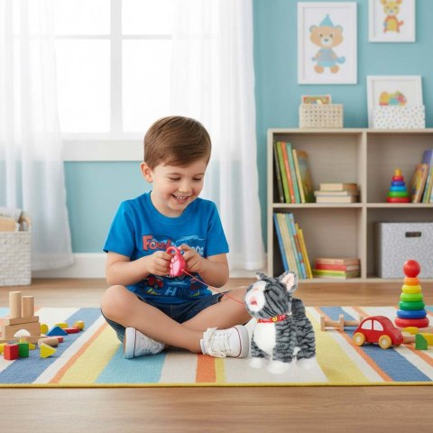 KOTEK INTERAKTYWNY NA SMYCZY MIAUCZY CHODZI RUSZA OGONEM REAGUJE NA DOTYK