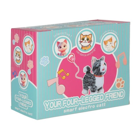 KOTEK INTERAKTYWNY NA SMYCZY MIAUCZY CHODZI RUSZA OGONEM REAGUJE NA DOTYK