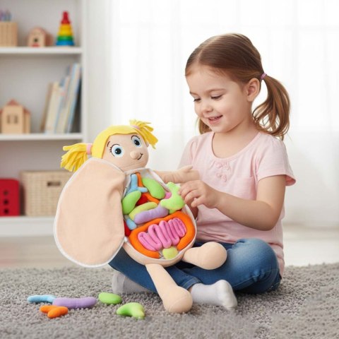 LALKA PLUSZOWA MASKOTKA BUDOWA CIAŁA NAUKA ANATOMII NARZĄDY DZIEWCZYNKA STEM