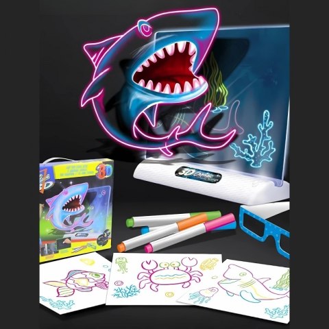 MAGNETYCZNA TABLICA 3D PODŚWIETLENIE LED DO RYSOWANIA EDUKACYJNA DLA DZIECI