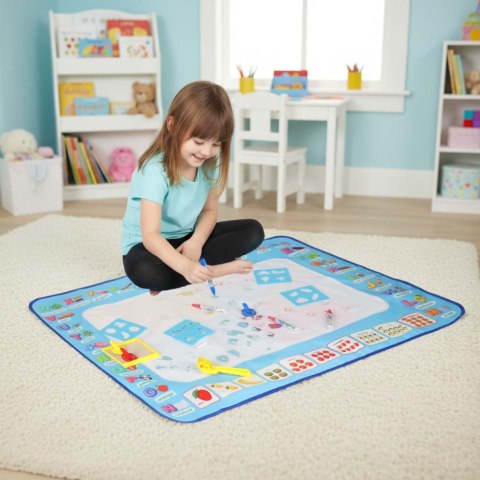 DUŻA MATA WODNA 100X80CM DO MALOWANIA RYSOWANIA WODĄ MAZAKI SZABLONY WAŁEK