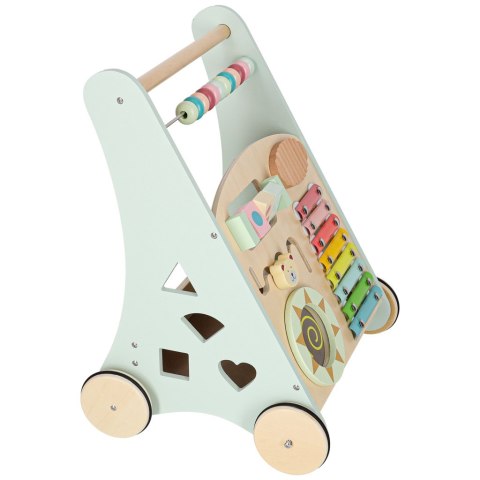 DREWNIANY PCHACZ CHODZIK EDUKACYJNY DLA DZIECKA LICZYDŁO SORTER KLOCKI CYMBAŁKI