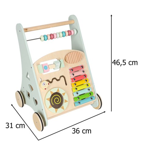DREWNIANY PCHACZ CHODZIK EDUKACYJNY DLA DZIECKA LICZYDŁO SORTER KLOCKI CYMBAŁKI