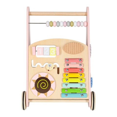 DREWNIANY PCHACZ CHODZIK EDUKACYJNY DLA DZIECKA LICZYDŁO SORTER KLOCKI CYMBAŁKI