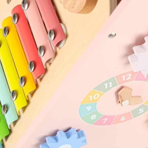 DREWNIANY PCHACZ CHODZIK EDUKACYJNY DLA DZIECKA LICZYDŁO SORTER KLOCKI CYMBAŁKI