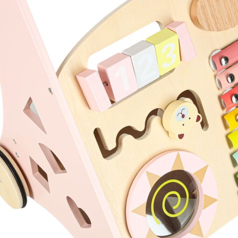 DREWNIANY PCHACZ CHODZIK EDUKACYJNY DLA DZIECKA LICZYDŁO SORTER KLOCKI CYMBAŁKI