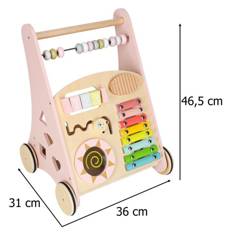 DREWNIANY PCHACZ CHODZIK EDUKACYJNY DLA DZIECKA LICZYDŁO SORTER KLOCKI CYMBAŁKI