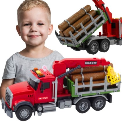 WOOPIE Ciężarówka z Ruchomym Dźwigiem do Drewna Dźwięk Światła 1:14