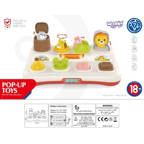 ZABAWKA EDUKACYJNA WYSKAKUJĄCE ZWIERZĄTKA ZOO POP UP DLA DZIECI PREMIUM