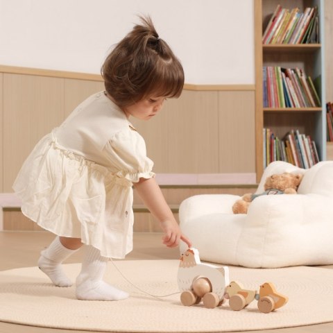 DREWNIANA KURKA Z PISKLĘTAMI DO CIĄGNIĘCIA KREATYWNA MOTORYCZNA KOORDYNACJA