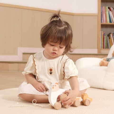 DREWNIANA KURKA Z PISKLĘTAMI DO CIĄGNIĘCIA KREATYWNA MOTORYCZNA KOORDYNACJA