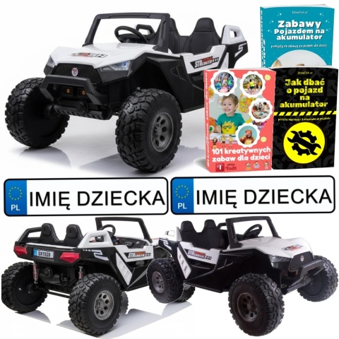 DUŻE AUTO NA AKUMULATOR DLA 2 DZIECI BUGGY SX1928 24V 4X4 PILOT SKÓRA EVA MP3 LED