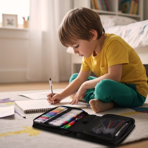 ZESTAW DŁUGOPISY ŻELOWE KOLOROWE W ETUI 100SZT PLUS 100 WKŁADÓW KOLOROWANKA